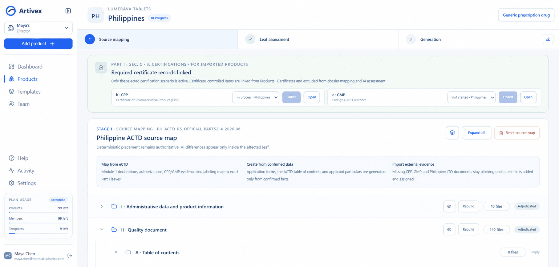 Prepare each destination from approved source evidence.